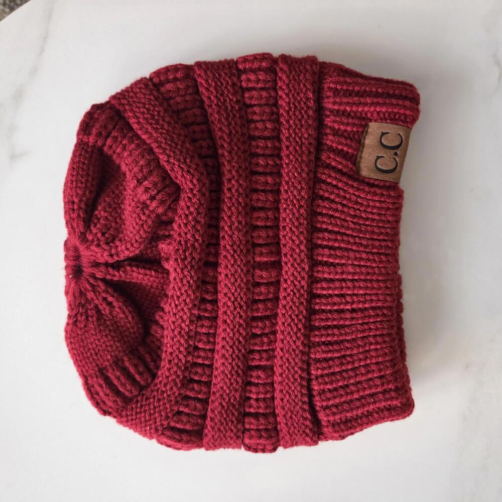 C.C Knit Ponytail Beanie - Cozy and Stylish Winter Hat